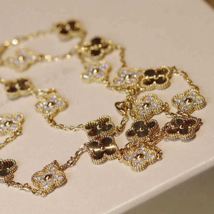 [Resenly Jewelry]CLOVER 20 MOTIFS LASER DIAMOND NECKLACE