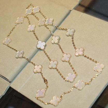 [Resenly Jewelry]CLOVER 20 MOTIFS WHITE MOP NECKLACE