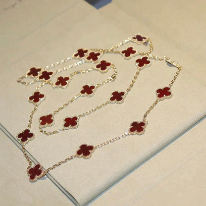 [Resenly Jewelry]CLOVER 20 MOTIFS CARNELIAN NECKLACE
