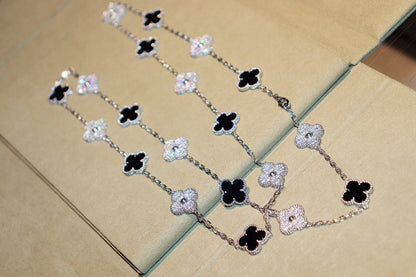 [Resenly Jewelry]CLOVER 20 MOTIFS ONYX DIAMOND SILVER