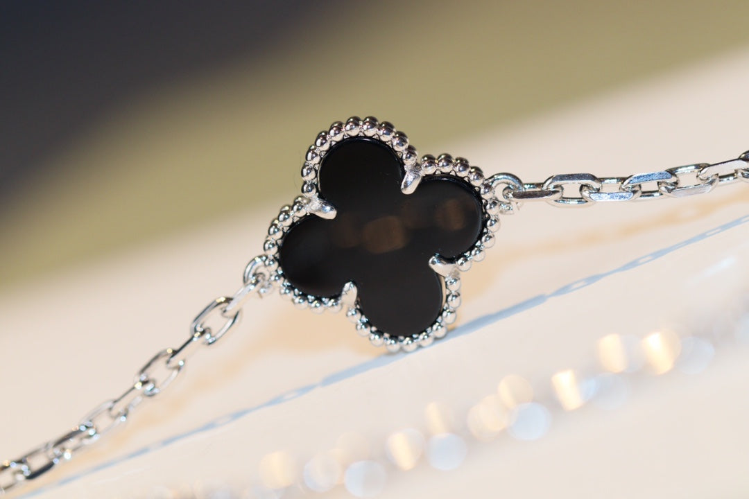 [Resenly Jewelry]CLOVER 20 MOTIFS ONYX DIAMOND SILVER