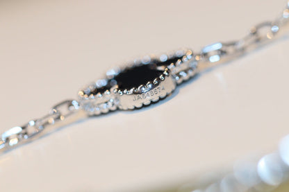 [Resenly Jewelry]CLOVER 20 MOTIFS ONYX DIAMOND SILVER