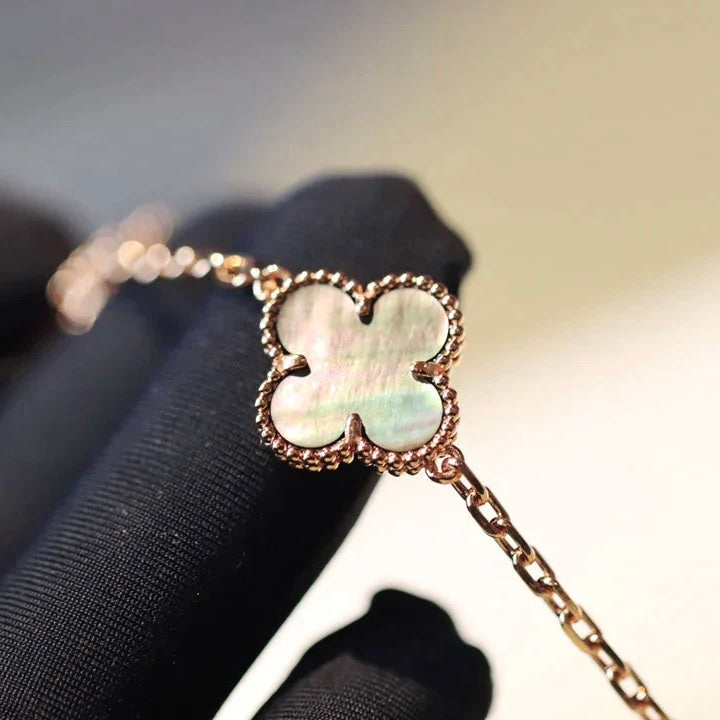 [Resenly Jewelry]CLOVER 20 MOTIFS DARK MOP DIAMOND  NECKLACE