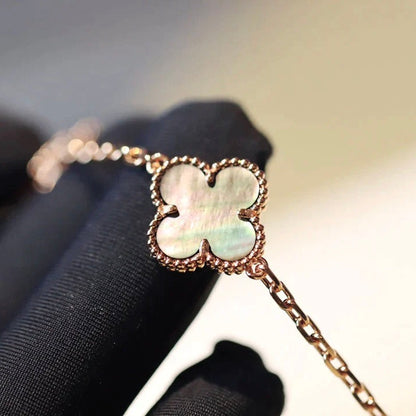 [Resenly Jewelry]CLOVER 20 MOTIFS DARK MOP DIAMOND  NECKLACE