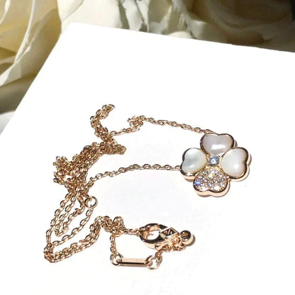 [Resenly Jewelry]CLOVER MOP DIAMOND ROSE GOLD NECKLACE