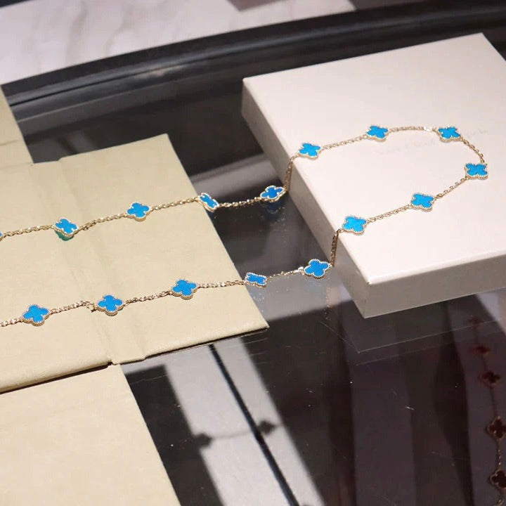 [Resenly Jewelry]CLOVER 20 MOTIFS TURQUOISE GOLD