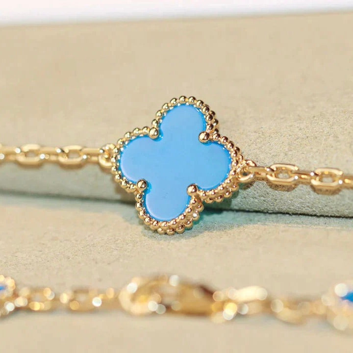 [Resenly Jewelry]CLOVER 20 MOTIFS TURQUOISE GOLD