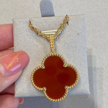 [Resenly Jewelry]CLOVER 25MM NECKLACE GOLD CARNELIAN