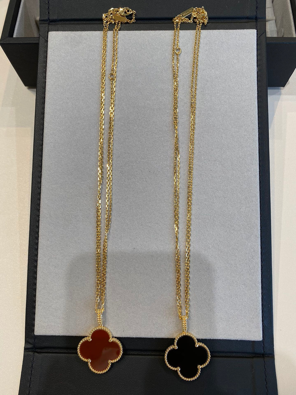 [Resenly Jewelry]CLOVER 25MM NECKLACE GOLD CARNELIAN