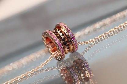 [Resenly Jewelry]ZERO 1 ROCK PINK GOLD PINK DIAMOND NECKLACE