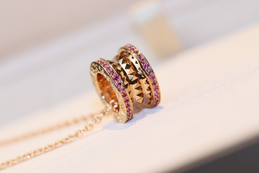 [Resenly Jewelry]ZERO 1 ROCK PINK GOLD PINK DIAMOND NECKLACE