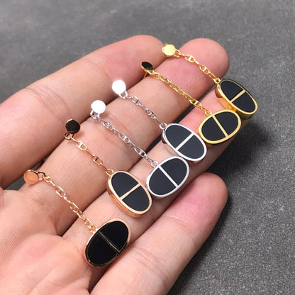 [Resenly Jewelry]CHAINE VERSO BLACK CERAMIC SILVER EARRINGS