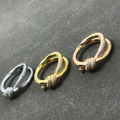 [Resenly Jewelry]KNOT RING DOUBLE ROW DIAMOND