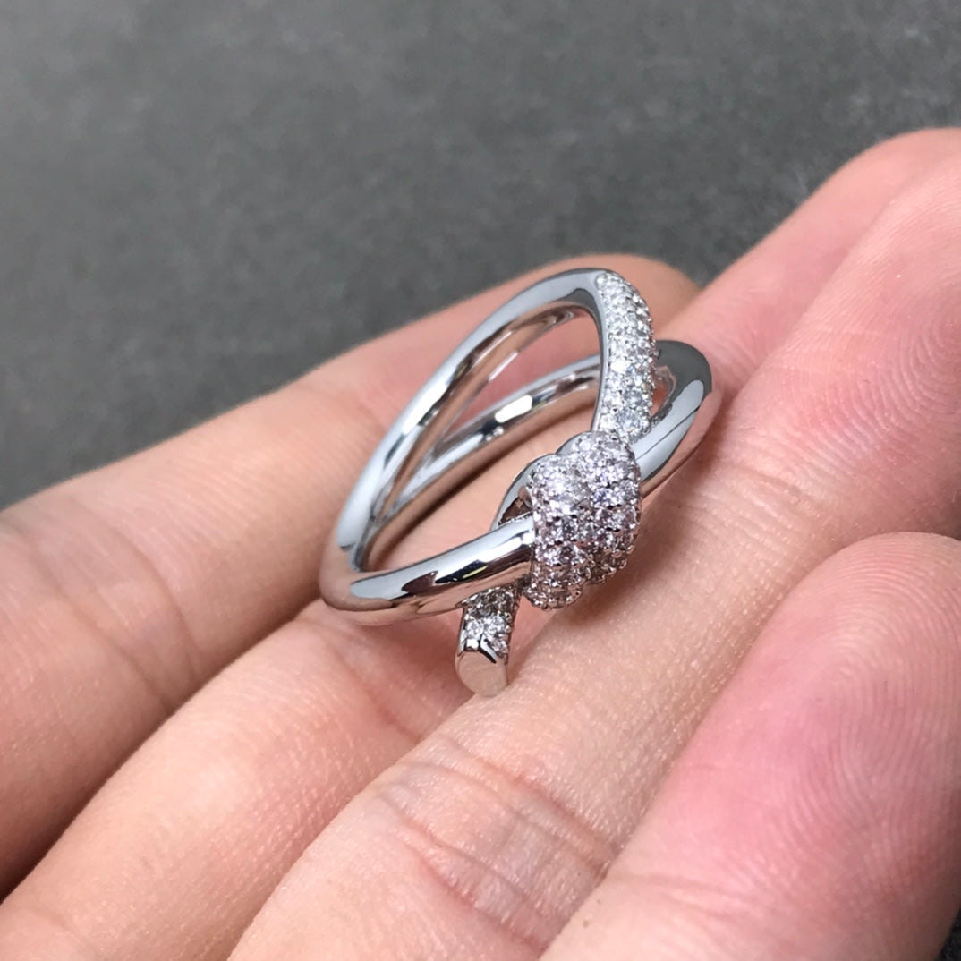 [Resenly Jewelry]KNOT RING DOUBLE ROW DIAMOND