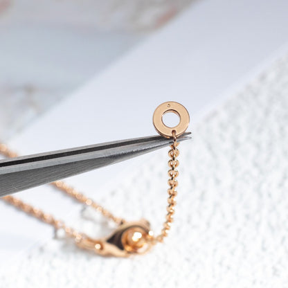 [Resenly Jewelry]ZERO 1 WHITE CERAMIC PINK GOLD DIAMOND NECKLACE