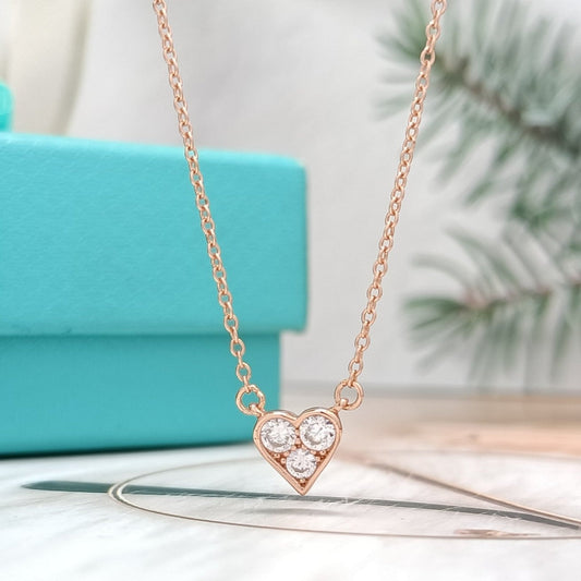 [Resenly Jewelry]HEART 3 DIAMONDS PEDANT NECKLACE