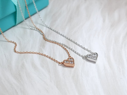 [Resenly Jewelry]HEART 3 DIAMONDS PEDANT NECKLACE