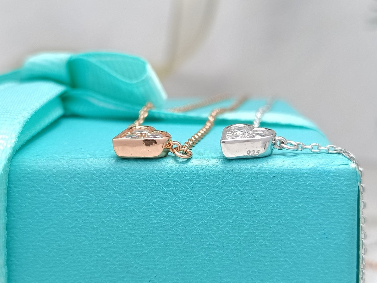 [Resenly Jewelry]HEART 3 DIAMONDS PEDANT NECKLACE