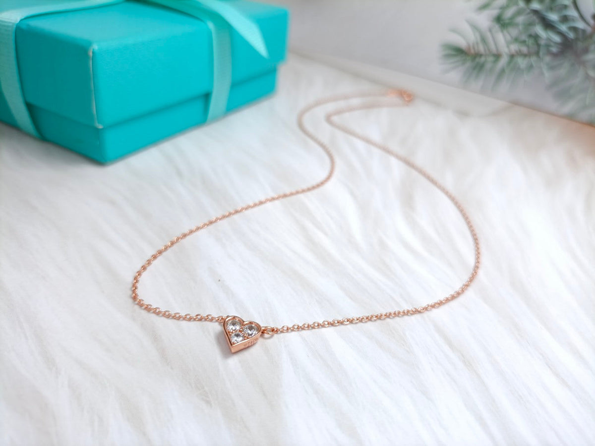 [Resenly Jewelry]HEART 3 DIAMONDS PEDANT NECKLACE