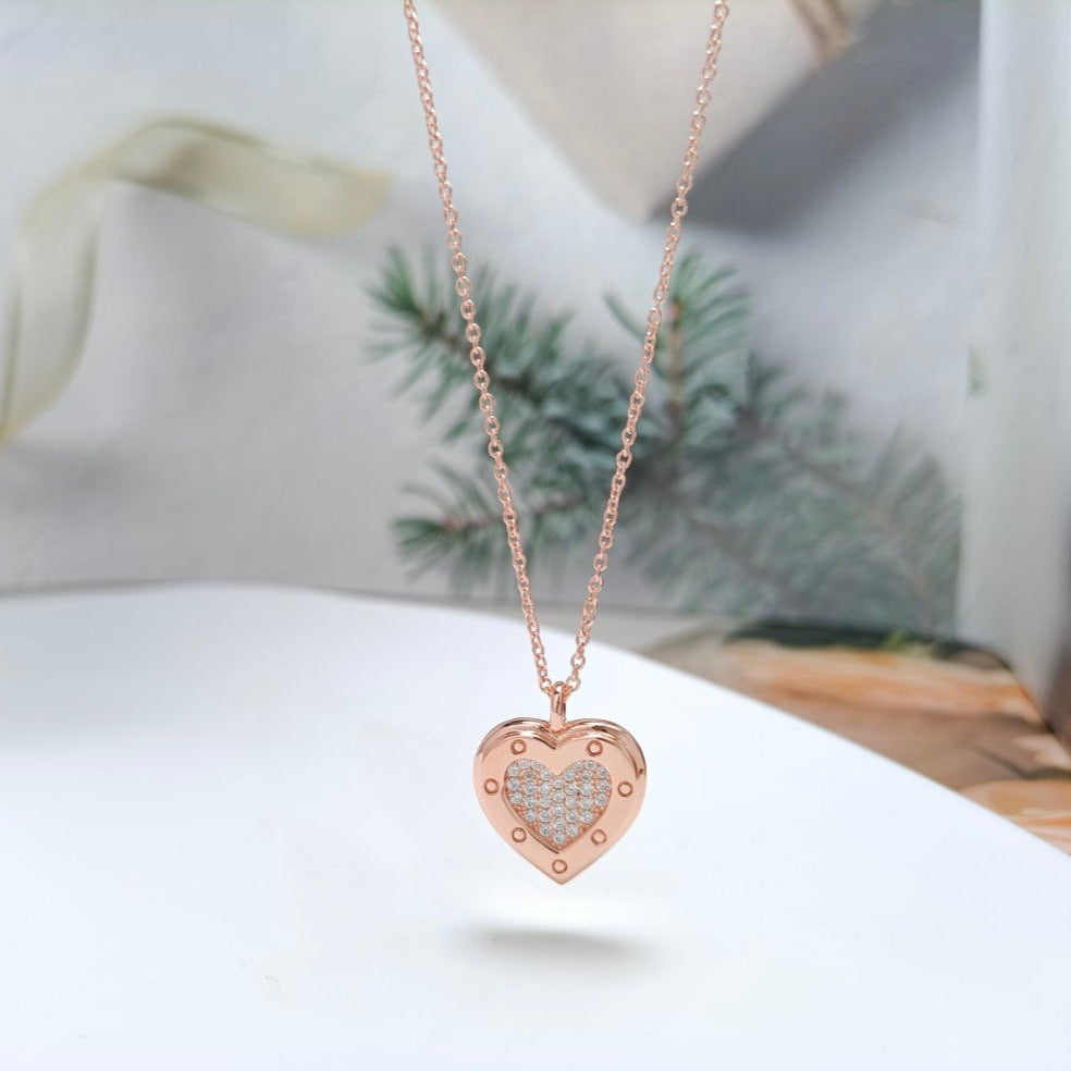 [Resenly Jewelry]HEART DIAMONDS PEDANT NECKLACE