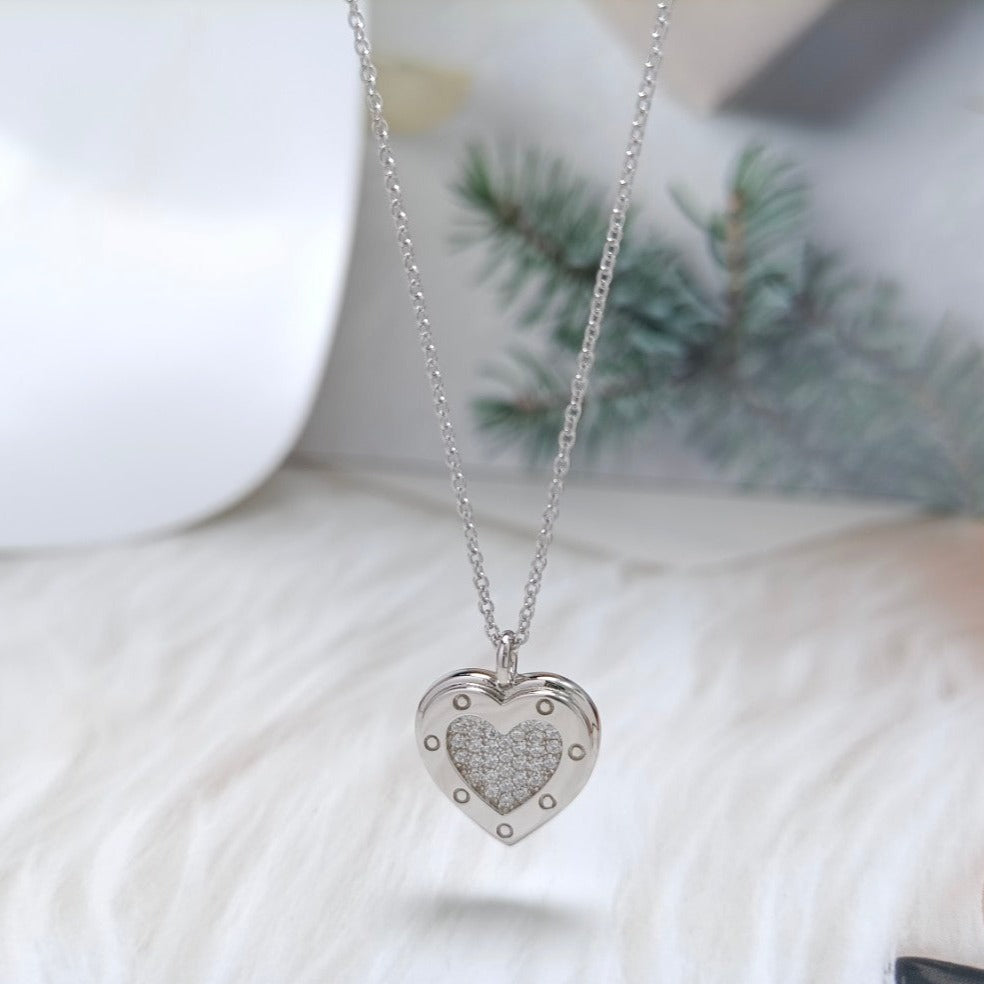 [Resenly Jewelry]HEART DIAMONDS PEDANT NECKLACE