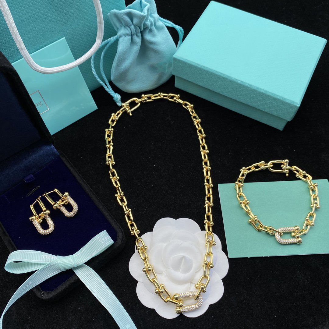 [Resenly Jewelry]HARDWEAR LINK DIAMOND GOLD EARRINGS