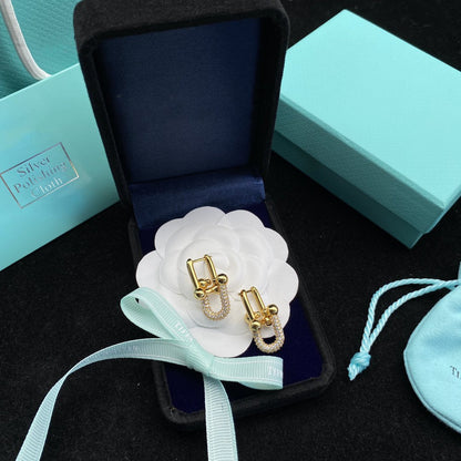 [Resenly Jewelry]HARDWEAR LINK DIAMOND GOLD EARRINGS