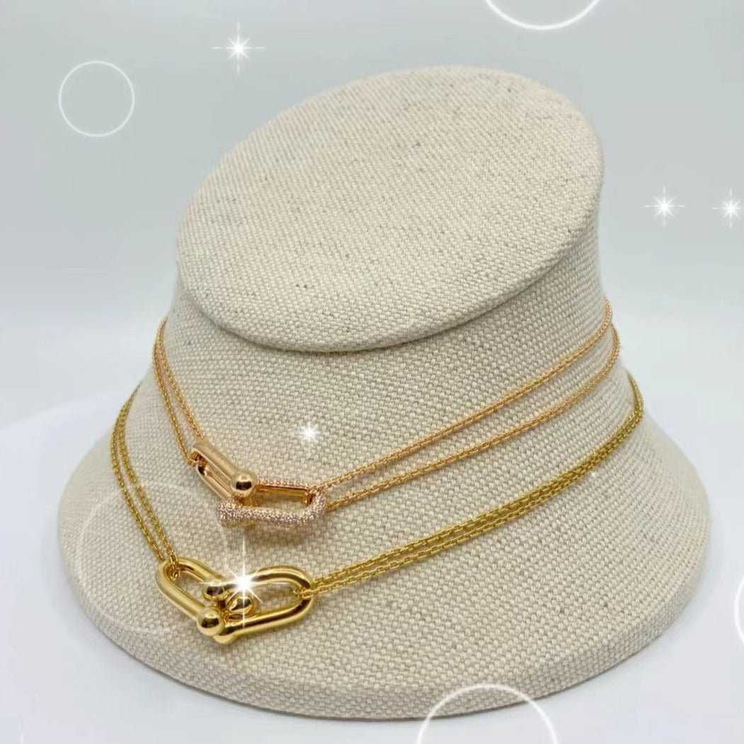 [Resenly Jewelry]HARDWEAR GOLD DOUBLE LINK NECKLACE