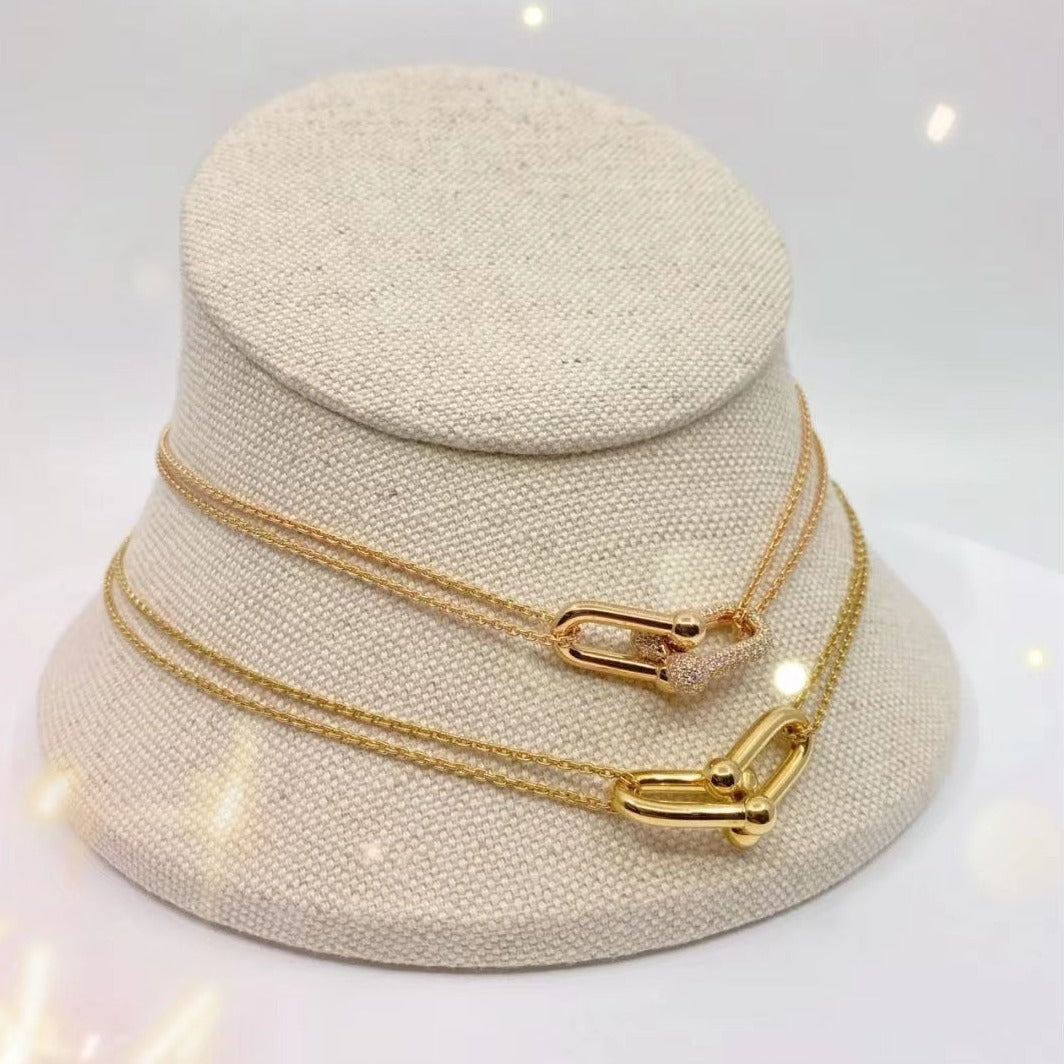 [Resenly Jewelry]HARDWEAR GOLD DOUBLE LINK NECKLACE