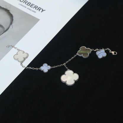 [Resenly Jewelry]CLOVER BRACELET 5 MOTIFS MOP CHALCEDONY SILVER