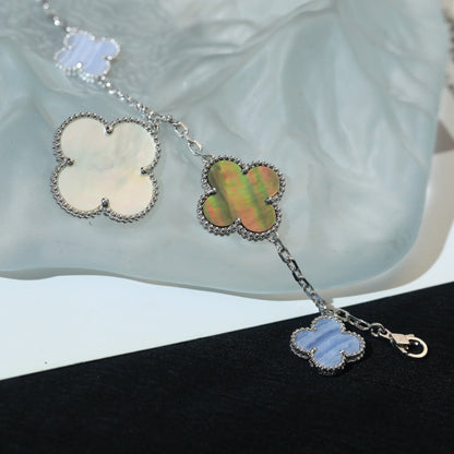 [Resenly Jewelry]CLOVER BRACELET 5 MOTIFS MOP CHALCEDONY SILVER