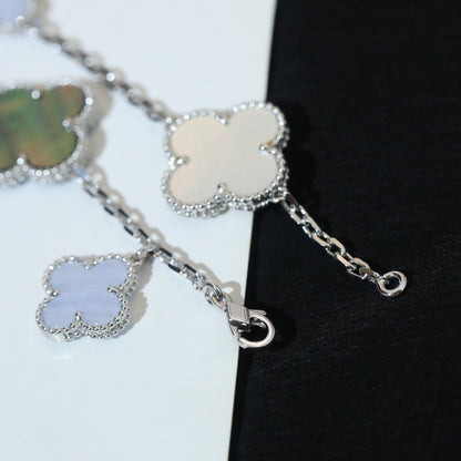 [Resenly Jewelry]CLOVER BRACELET 5 MOTIFS MOP CHALCEDONY SILVER
