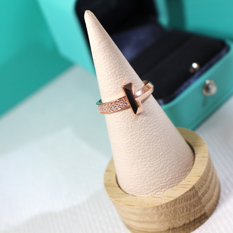 [Resenly Jewelry]T1 NARROW DIAMOND PINK GOLD RING