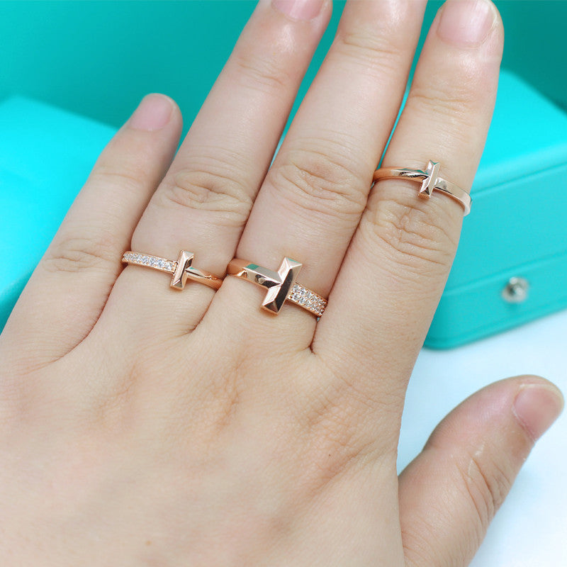 [Resenly Jewelry]T1 NARROW DIAMOND PINK GOLD RING