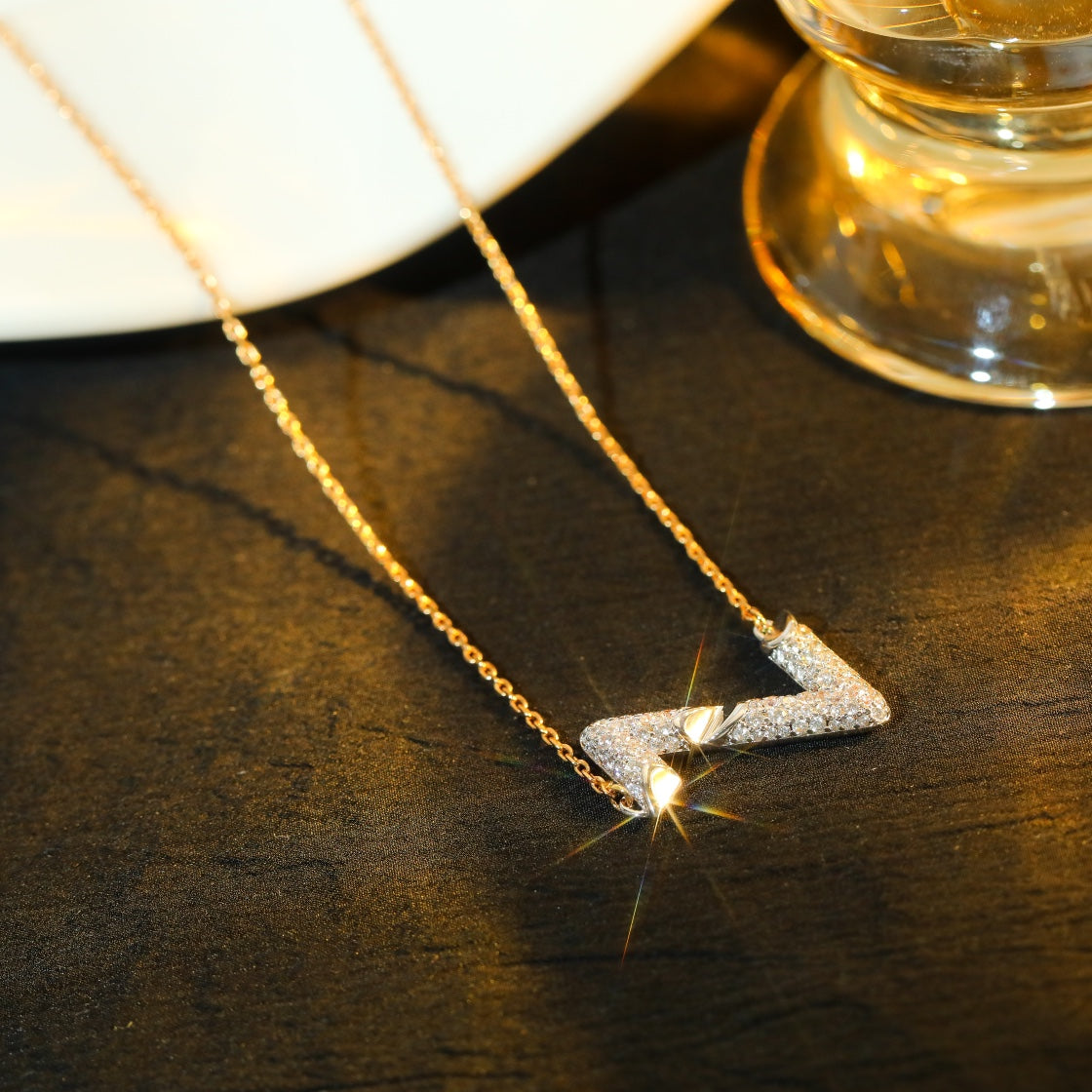[Resenly Jewelry]VOLT SILVER DIAMOND PEDANT NECKLACE