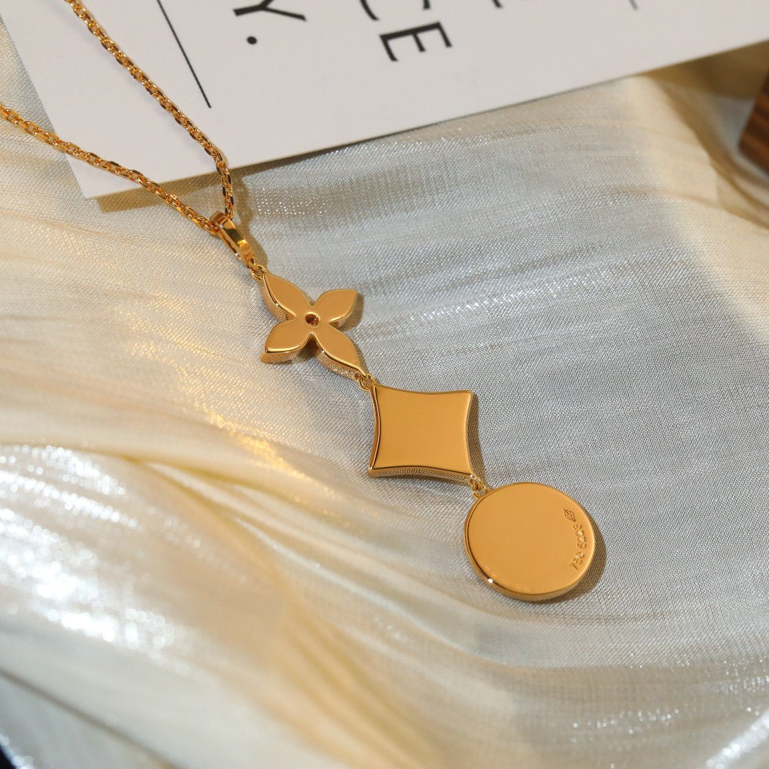 [Resenly Jewelry]STAR AND SUN DIAMOND PINK GOLD NECKLACE