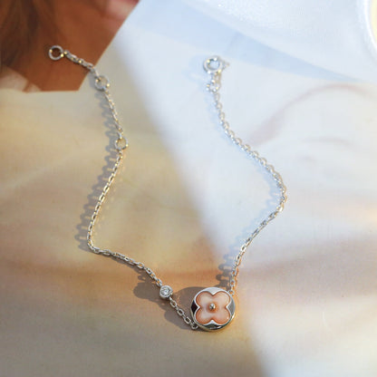 [Resenly Jewelry]SUN MOTIF PINK MOP SILVER BRACELET