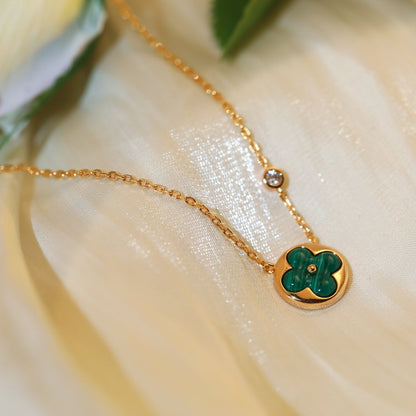 [Resenly Jewelry]SUN PEDANT PINK GOLD 1 DIAMOND NECKLACE