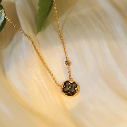 [Resenly Jewelry]SUN PEDANT PINK GOLD 1 DIAMOND NECKLACE