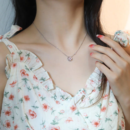 [Resenly Jewelry]SUN PEDANT PINK GOLD 1 DIAMOND NECKLACE