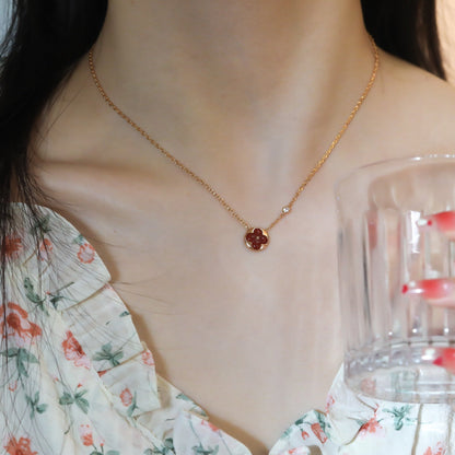 [Resenly Jewelry]SUN PEDANT PINK GOLD 1 DIAMOND NECKLACE