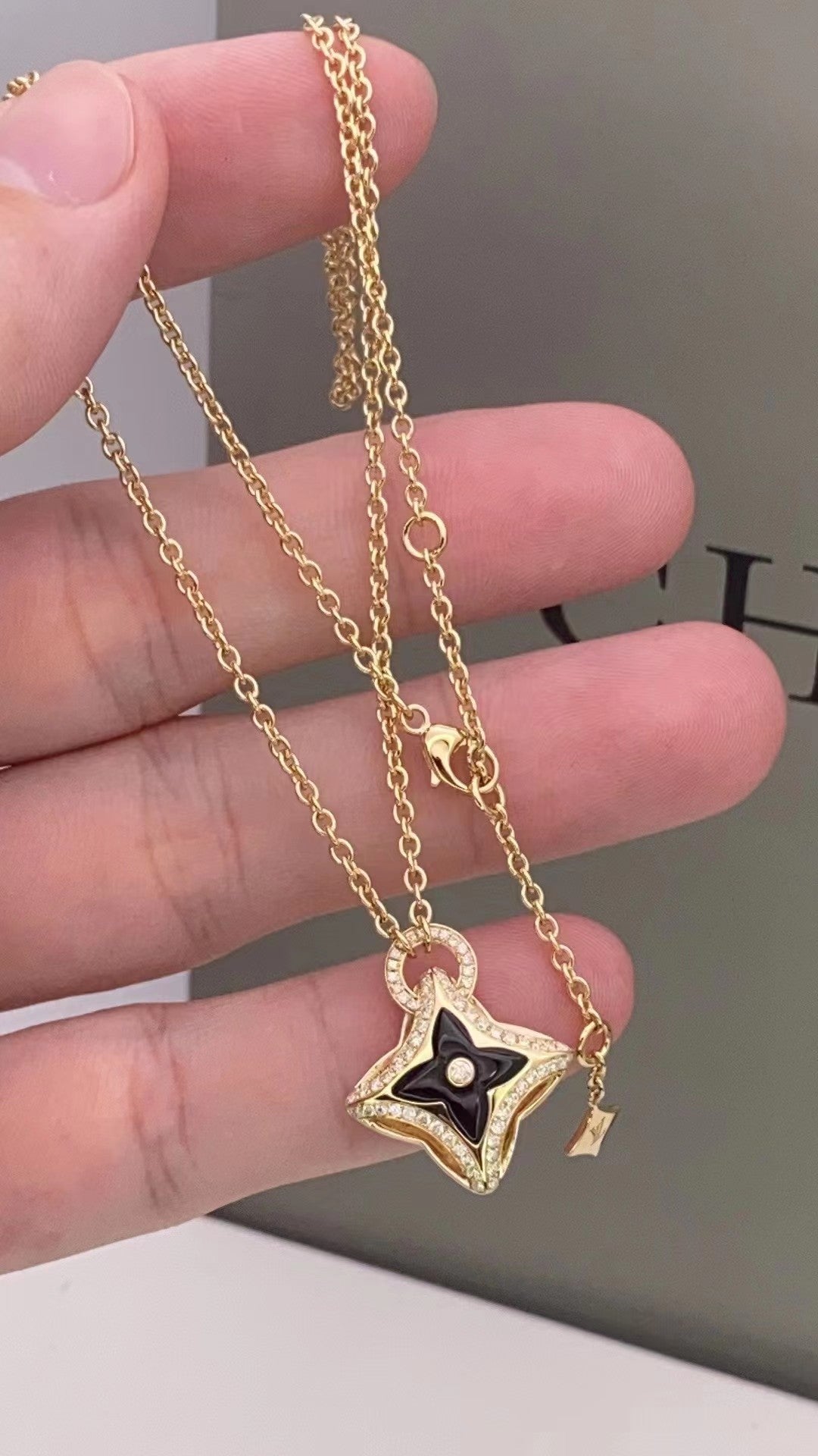 [Resenly Jewelry]STAR PEDANT PINK GOLD DIAMOND NECKLACE
