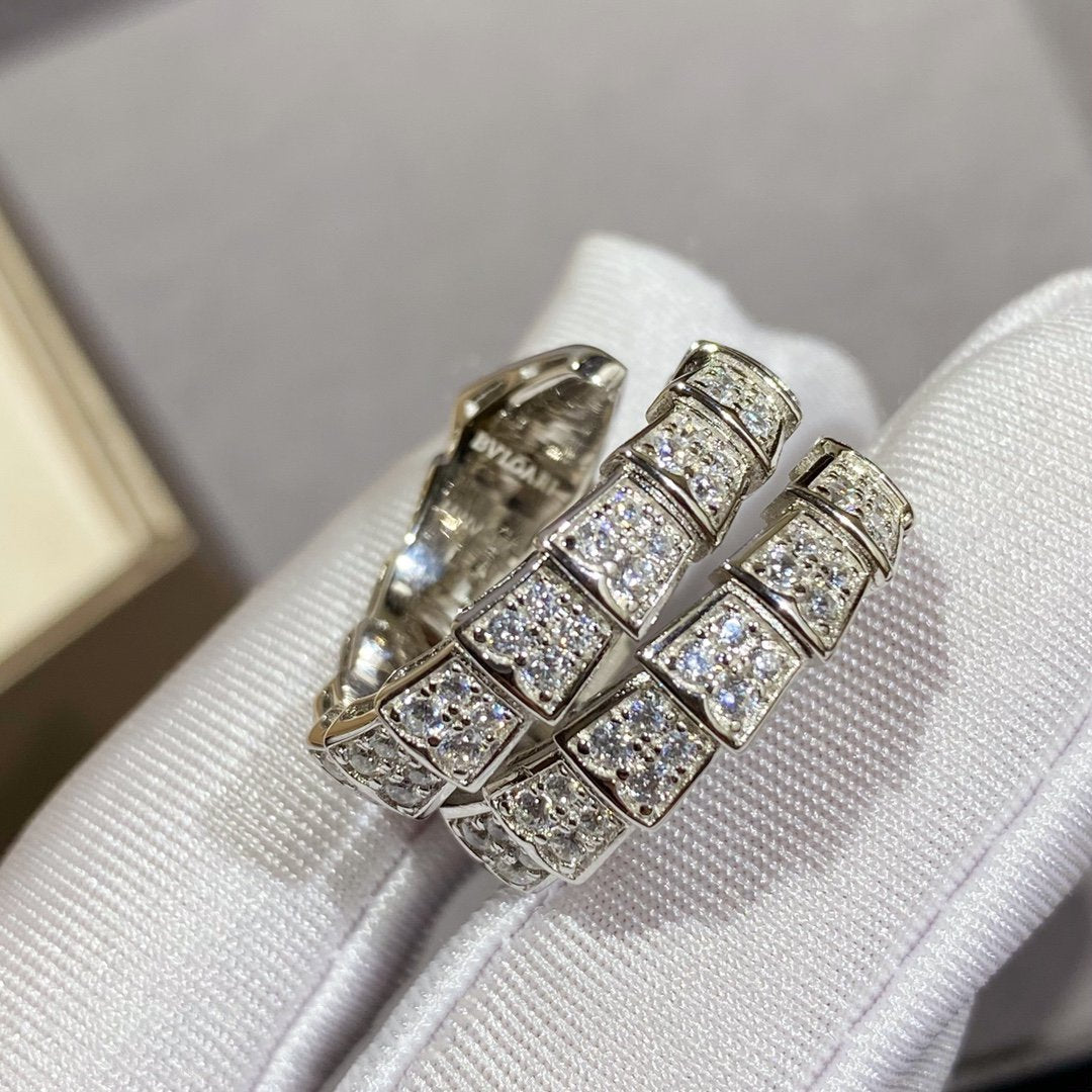 [Resenly Jewelry]SERPENTI DOUBLE RING SILVER DIAMOND PAVED
