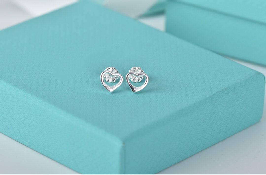 [Resenly Jewelry]OPEN HEART STUD EARRINGS