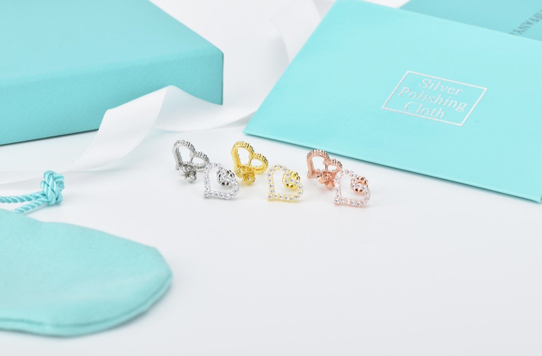 [Resenly Jewelry]OPEN HEART STUD DIAMOND EARRINGS