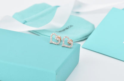 [Resenly Jewelry]OPEN HEART STUD DIAMOND EARRINGS