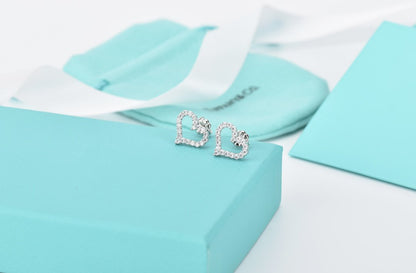 [Resenly Jewelry]OPEN HEART STUD DIAMOND EARRINGS