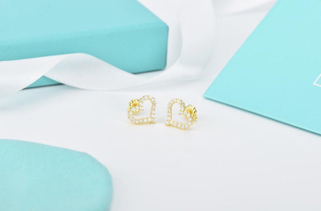[Resenly Jewelry]OPEN HEART STUD DIAMOND EARRINGS