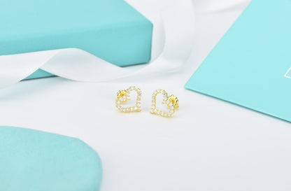 [Resenly Jewelry]OPEN HEART STUD DIAMOND EARRINGS