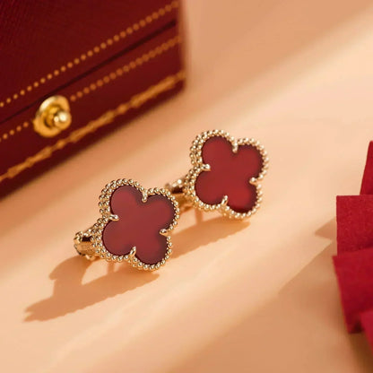 [Resenly Jewelry]CLOVER MEDIUM 1 MOTIFS CARNELIAN  EARRINGS